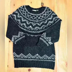 Vintage Jones New York Hand Knitted Patch Winter Wool Grandpa Chunky  Sweater